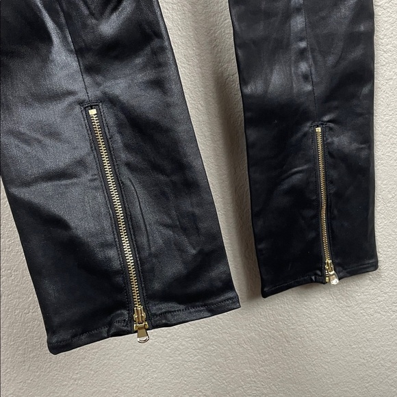 New L’Agence Ginny High Rise Straight Jeans Black Noir Coated Sz 25 - Picture 6 of 11